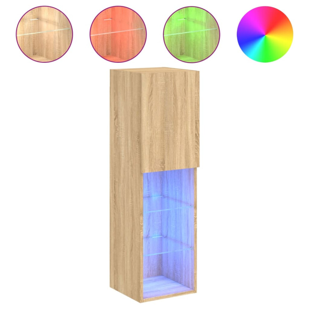 Vidaxl (Sonoma Oak, 30.5 X 30 X 102 Cm/ 1 Pcs) Tv Cabinets With Led Lights Tv Stand Tv Units Entertainment Centre