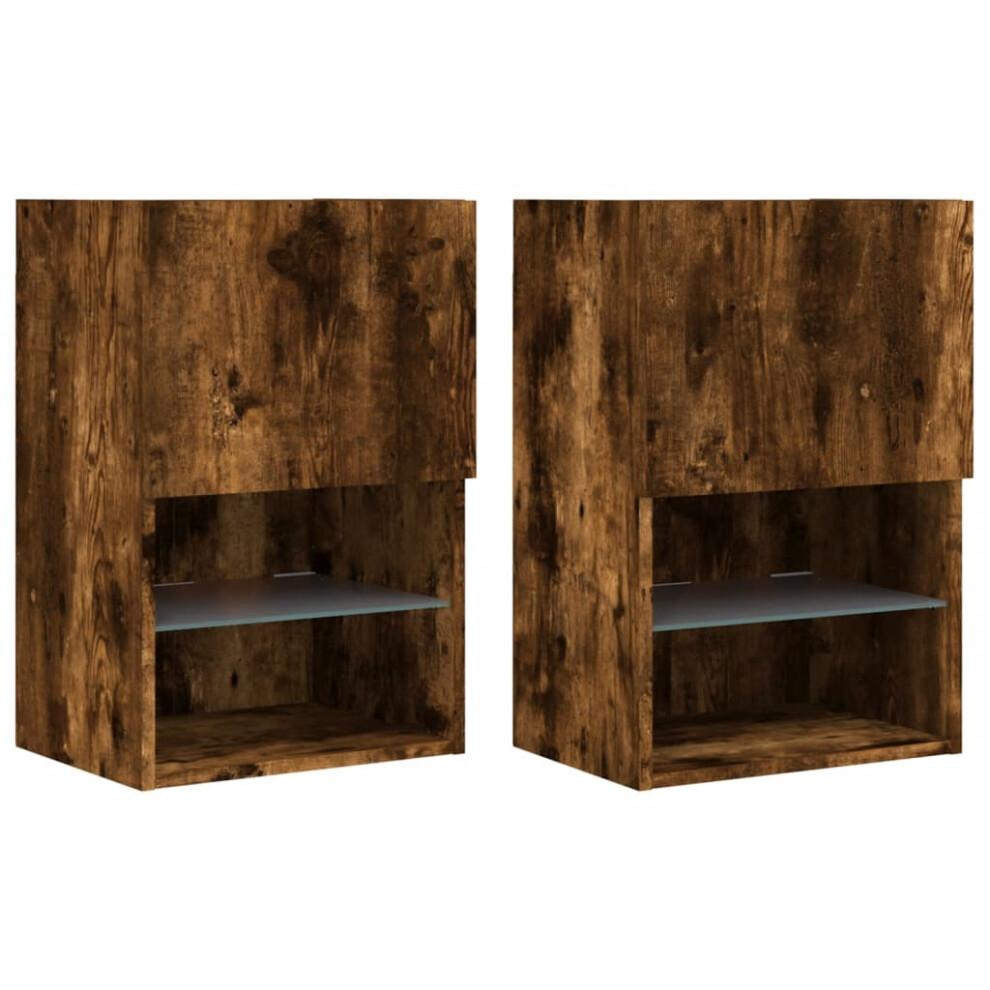 (smoked oak, 40.5 x 30 x 60 cm/ 2 pcs) vidaXL TV Cabinets with LED Lights TV Stand TV Units Entertainment Centre