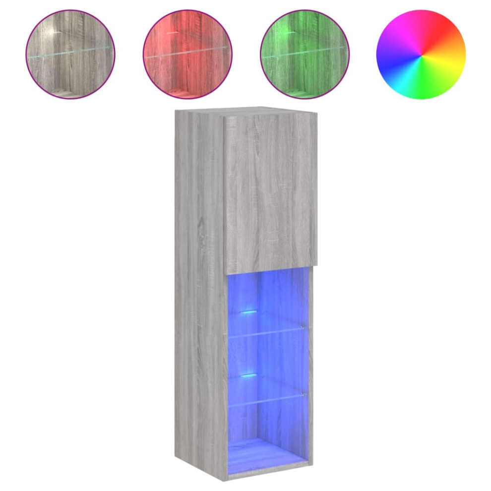 VIDAXL TV Cabinet with LED Lights - Grey - Wood - Image 3