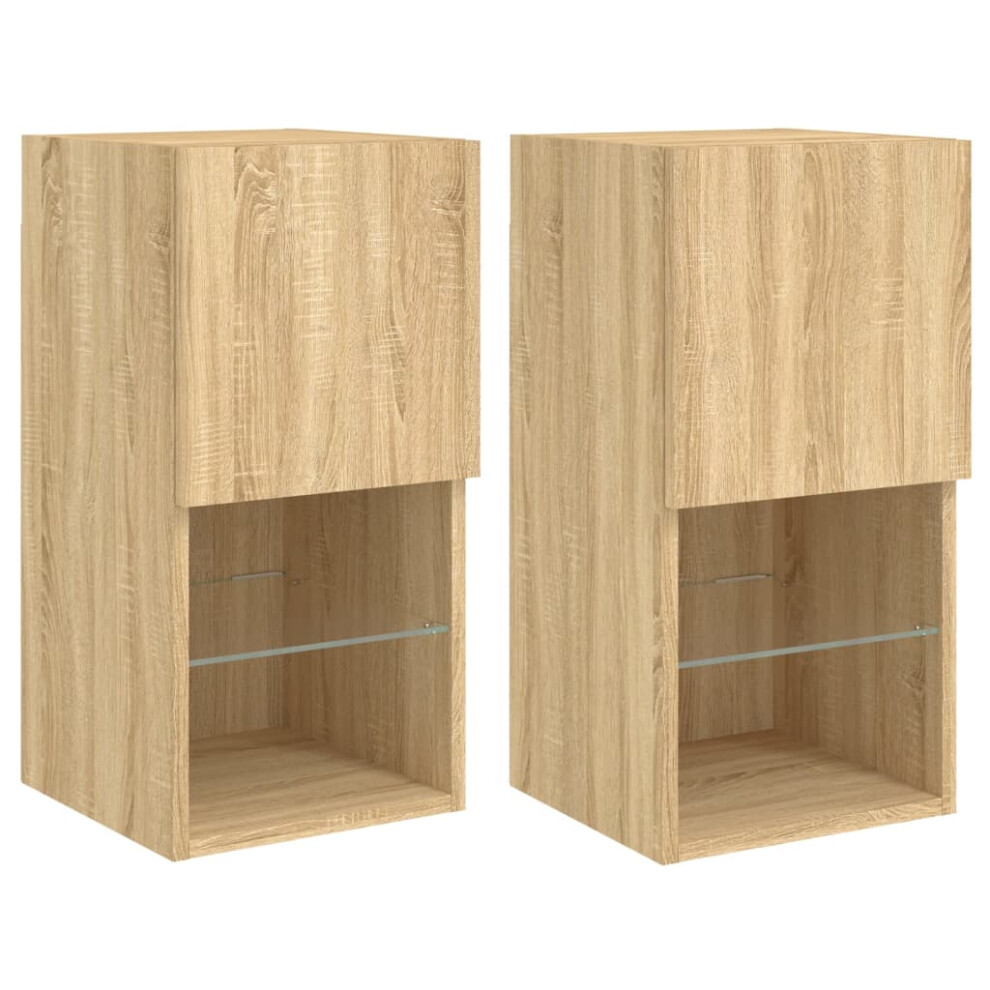Vidaxl (Sonoma Oak, 30.5 X 30 X 60 Cm/ 2 Pcs) Tv Cabinets With Led Lights Tv Stand Tv Units Entertainment Centre