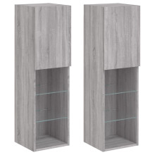 (grey sonoma, 30.5 x 30 x 102 cm/ 2 pcs) vidaXL TV Cabinets with LED Lights TV Stand TV Units Entertainment Centre