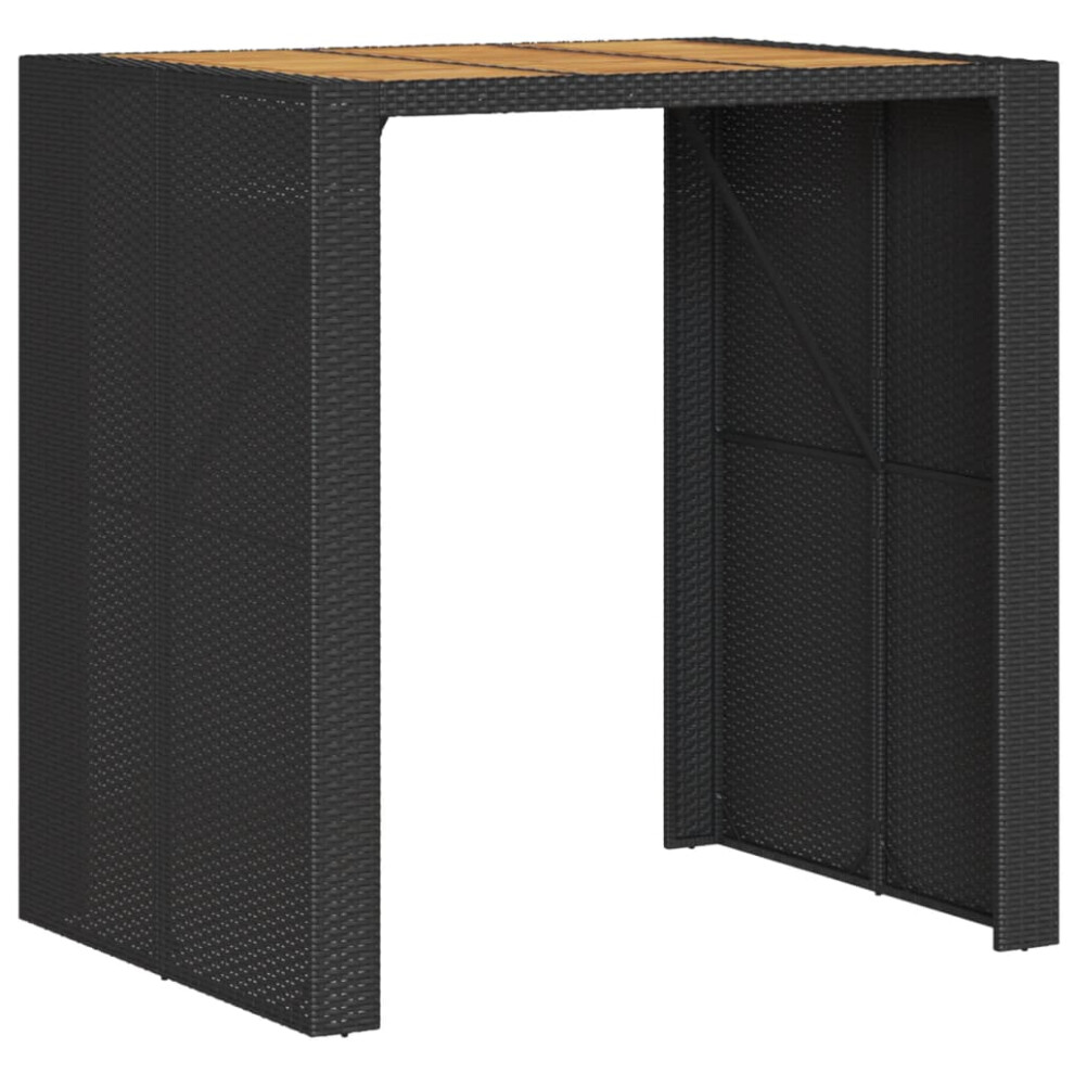 Vidaxl (Black, 105 X 80 X 110 Cm) Garden Table With Acacia Wood Top Outdoor Dining Table Poly Rattan