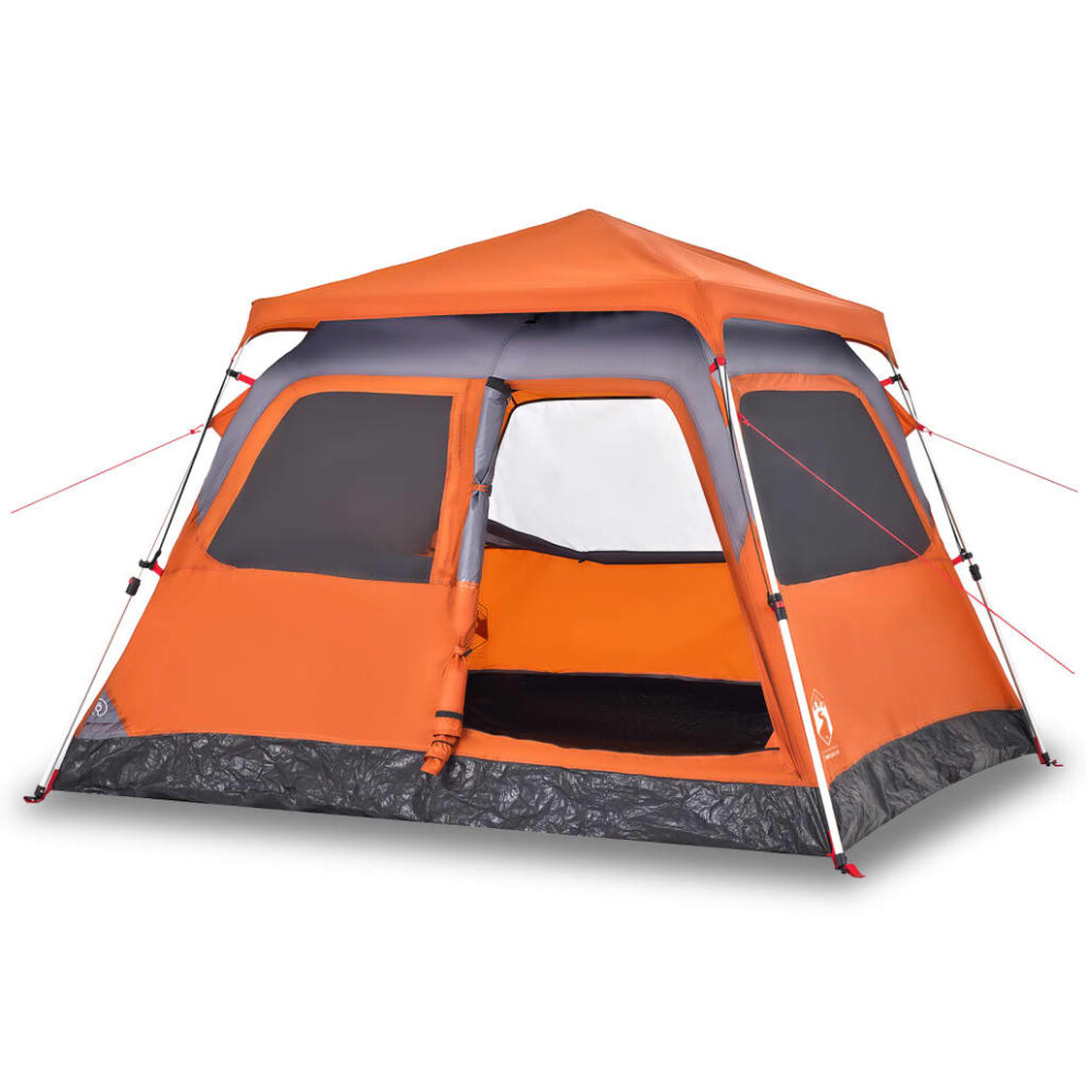 (Grey and orange, 255 x 222 x 165 cm) vidaXL Camping Tent Dome 4-Person Lightweight Dome Tent Green Quick Release