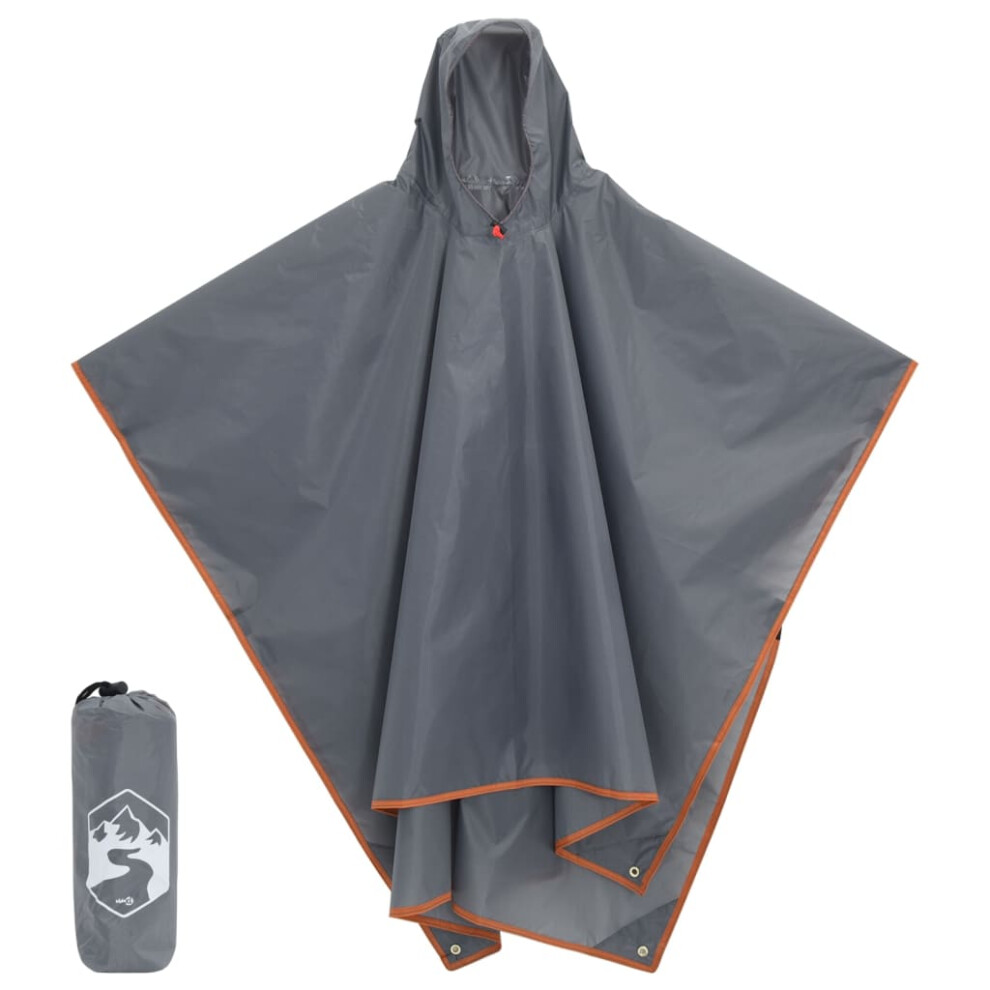 (Grey and orange) vidaXL Rain Poncho with Hood 2-in-1 Design Waterproof Raincoat Rain Jacket