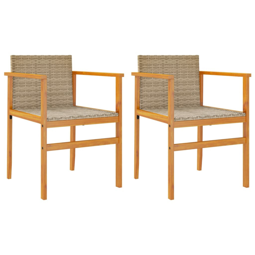 (beige, without pillow) vidaXL Garden Chairs with Cushions Outdoor Chair Poly Rattan and Solid Wood