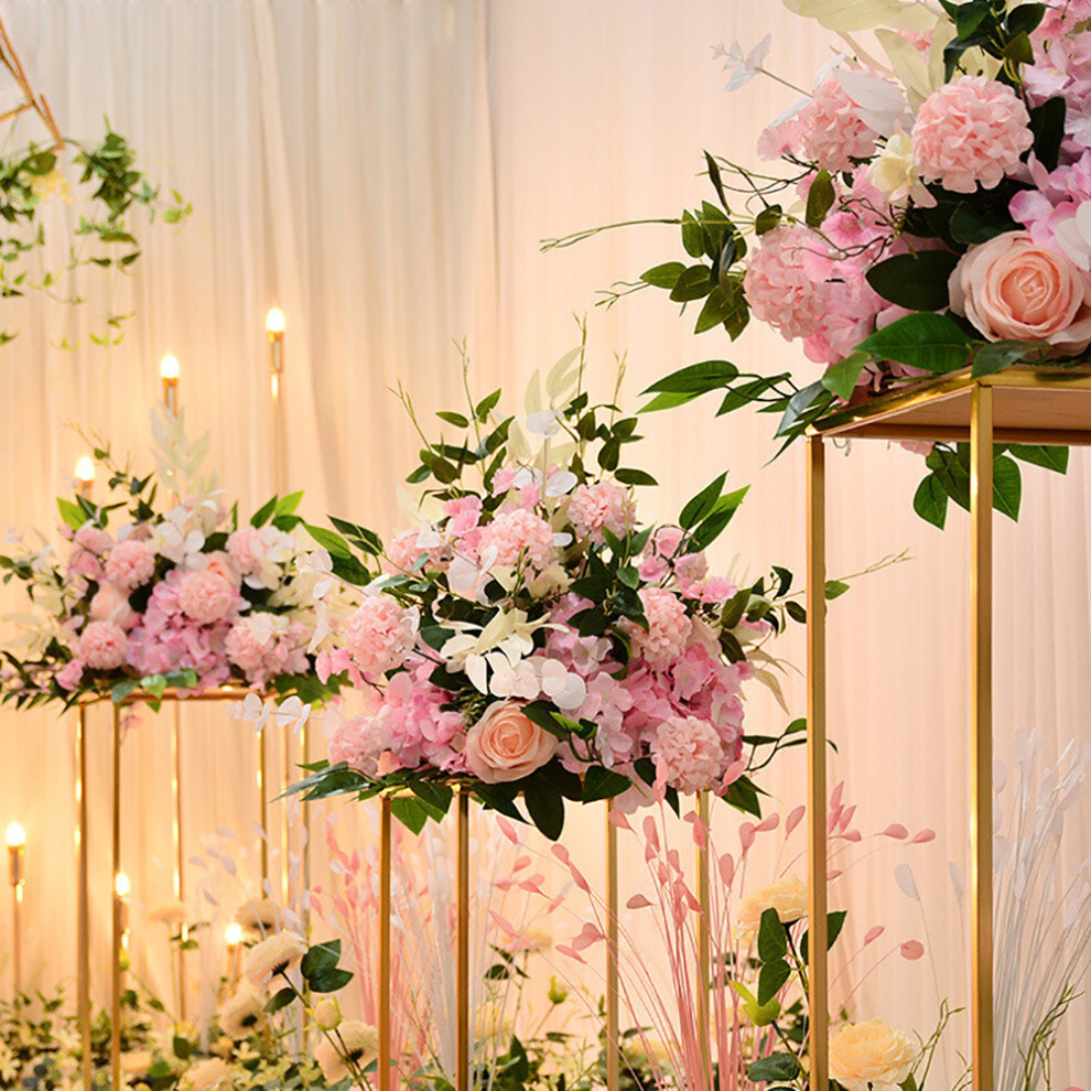 (25cm W x 25cm D x 60cm H) Gold Flower Vase Column Stand for Home Party Wedding Decorations