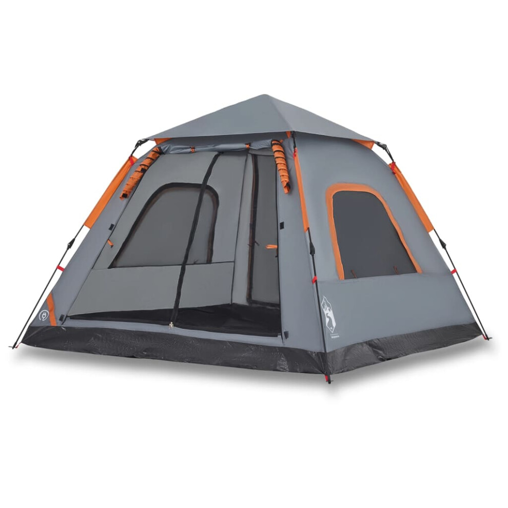 (Grey and orange, 235 x 235 x 155 cm) vidaXL Camping Tent Dome 5-Person Dome Tent Grey and Orange Quick Release