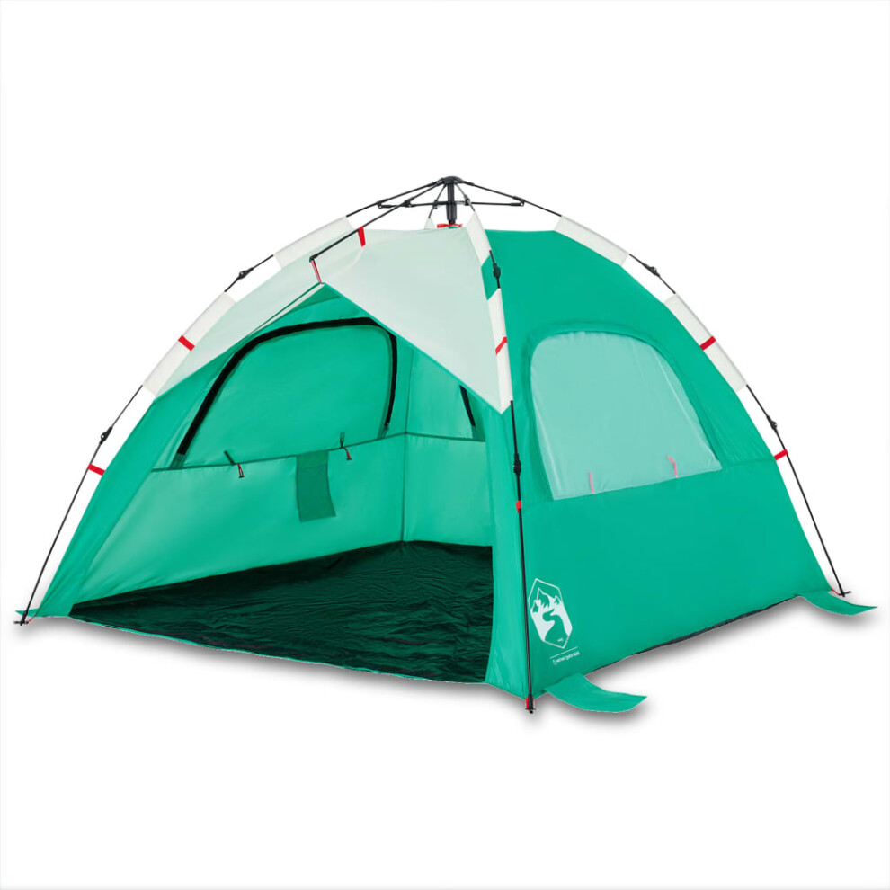 (Sea green) vidaXL Beach Tent 3-Person Camping Tent Sea Green Quick Release Waterproof