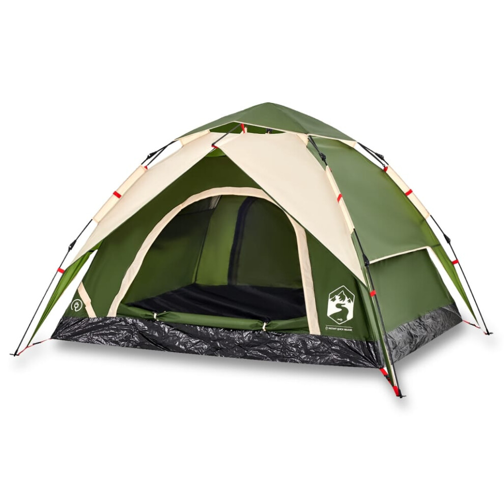 (Green, 230 x 200 x 148 cm) vidaXL Camping Tent Dome 4-Person Dome Tent Grey and Orange Quick Release