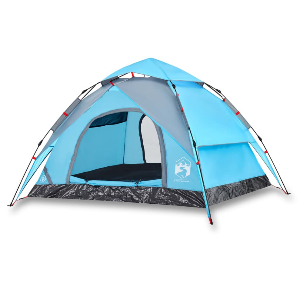 (Blue, 230 x 200 x 148 cm) vidaXL Camping Tent Dome 4-Person Dome Tent Grey and Orange Quick Release