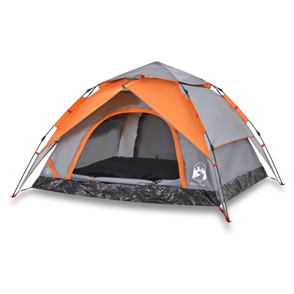 (Grey and orange, 230 x 230 x 140 cm) vidaXL Camping Tent Dome 4-Person Dome Tent Grey and Orange Quick Release