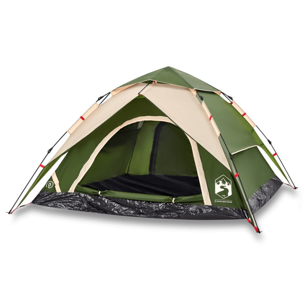 (Green, 230 x 230 x 140 cm) vidaXL Camping Tent Dome 4-Person Dome Tent Grey and Orange Quick Release