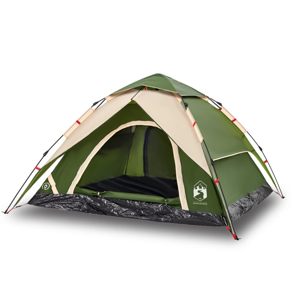 (Green, 250 x 250 x 155 cm) vidaXL Camping Tent Dome 4-Person Dome Tent Grey and Orange Quick Release