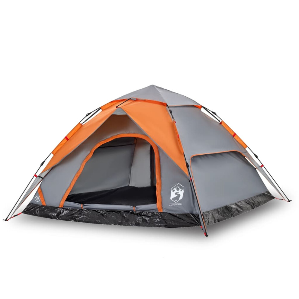 (Grey and orange, 250 x 250 x 155 cm) vidaXL Camping Tent Dome 4-Person Dome Tent Grey and Orange Quick Release