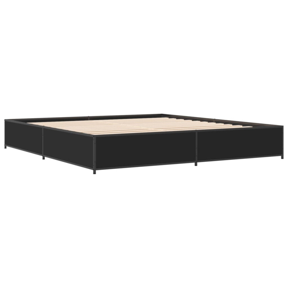 (black, 200 x 200 cm) vidaXL Bed Frame Bed Base Sonoma Oak 160x200 cm Engineered Wood and Metal