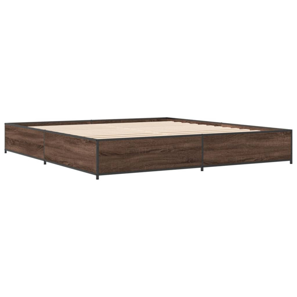 Vidaxl (Brown Oak, 200 X 200 Cm) Bed Frame Bed Base Sonoma Oak 160X200 Cm Engineered Wood And Metal