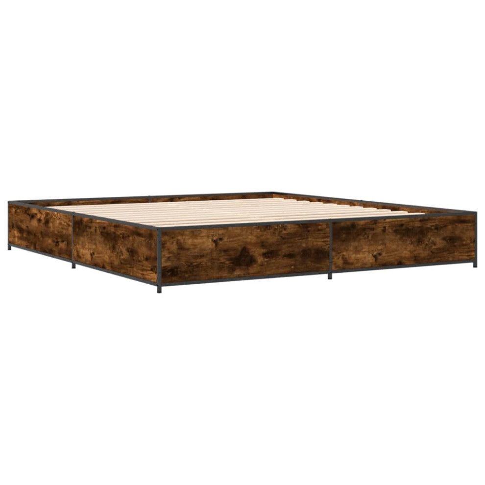 Vidaxl (Smoked Oak, 160 X 200 Cm) Bed Frame Bed Base Sonoma Oak 160X200 Cm Engineered Wood And Metal