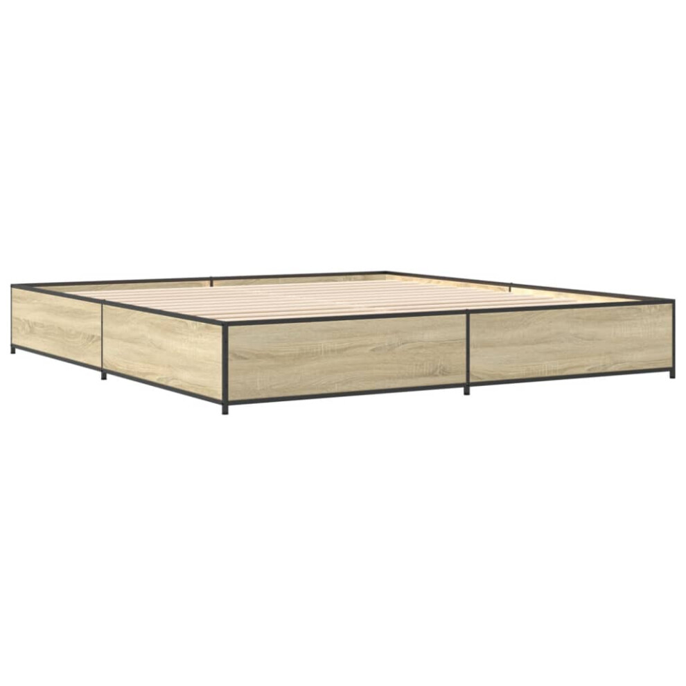 (sonoma oak, 160 x 200 cm) vidaXL Bed Frame Bed Base Sonoma Oak 160x200 cm Engineered Wood and Metal