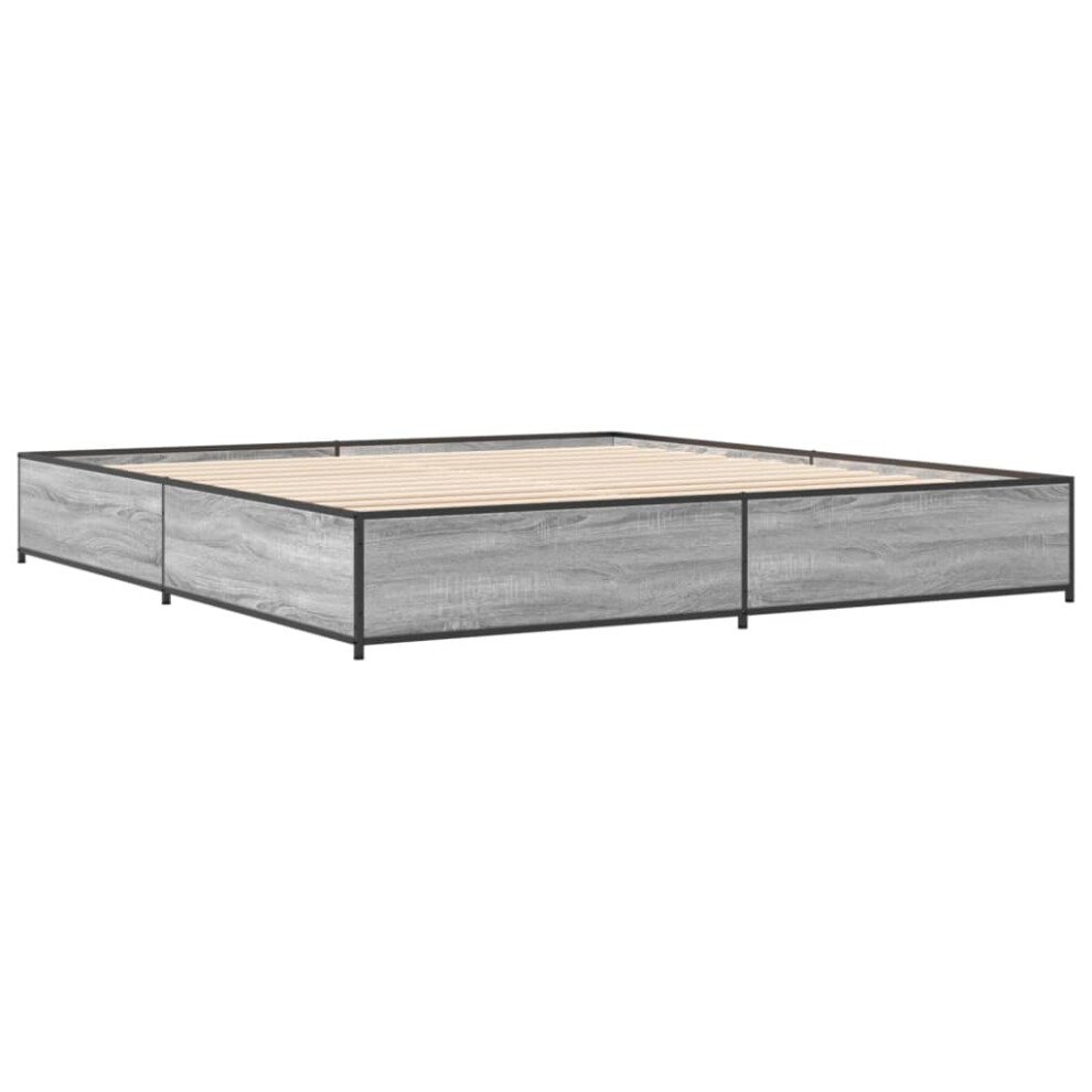 Vidaxl (Grey Sonoma, 160 X 200 Cm) Bed Frame Bed Base Sonoma Oak 160X200 Cm Engineered Wood And Metal