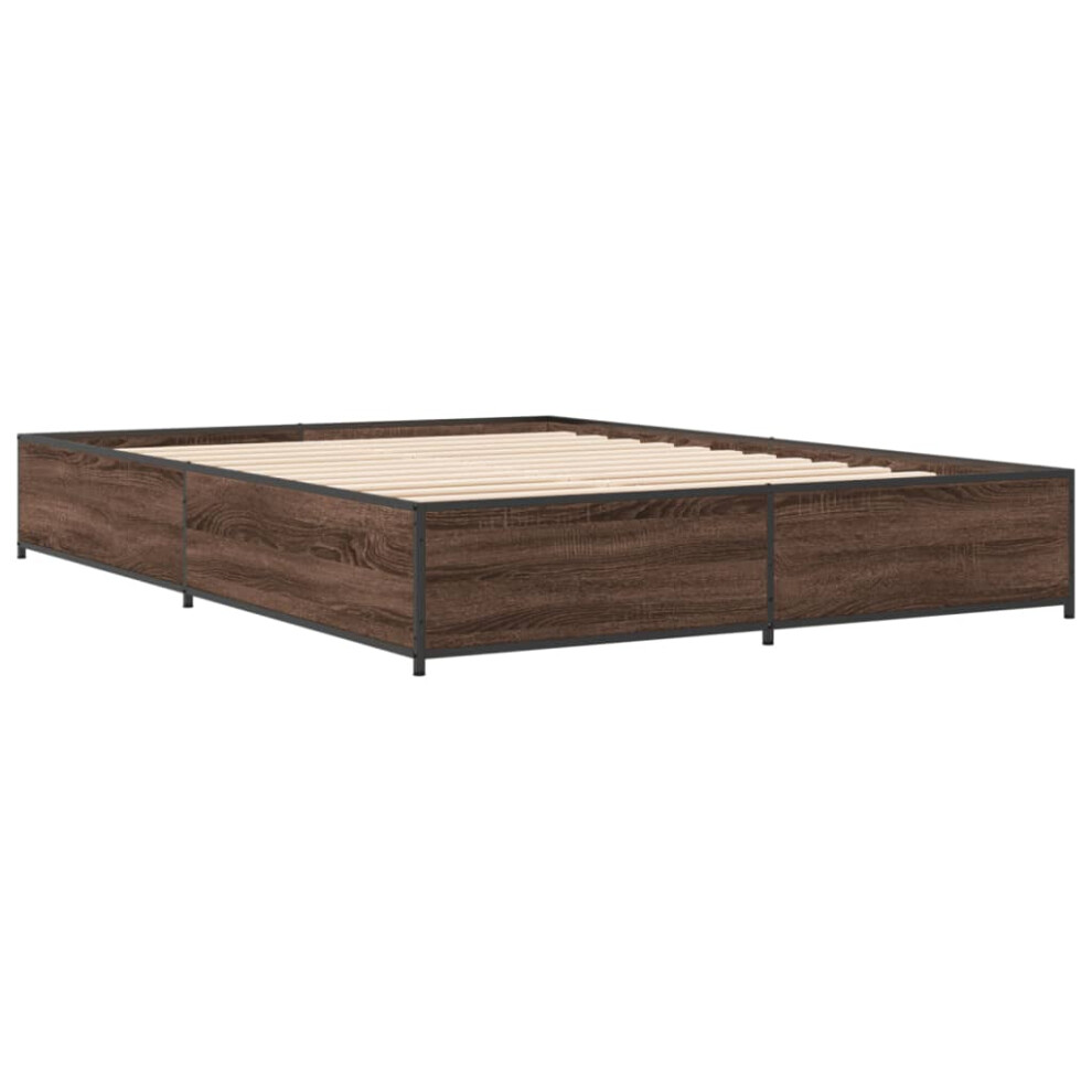 (brown oak, 150 x 200 cm) vidaXL Bed Frame Bed Base Sonoma Oak 160x200 cm Engineered Wood and Metal