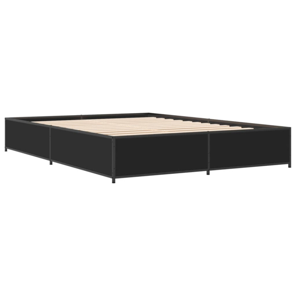 Vidaxl (Black, 120 X 190 Cm) Bed Frame Bed Base Sonoma Oak 160X200 Cm Engineered Wood And Metal
