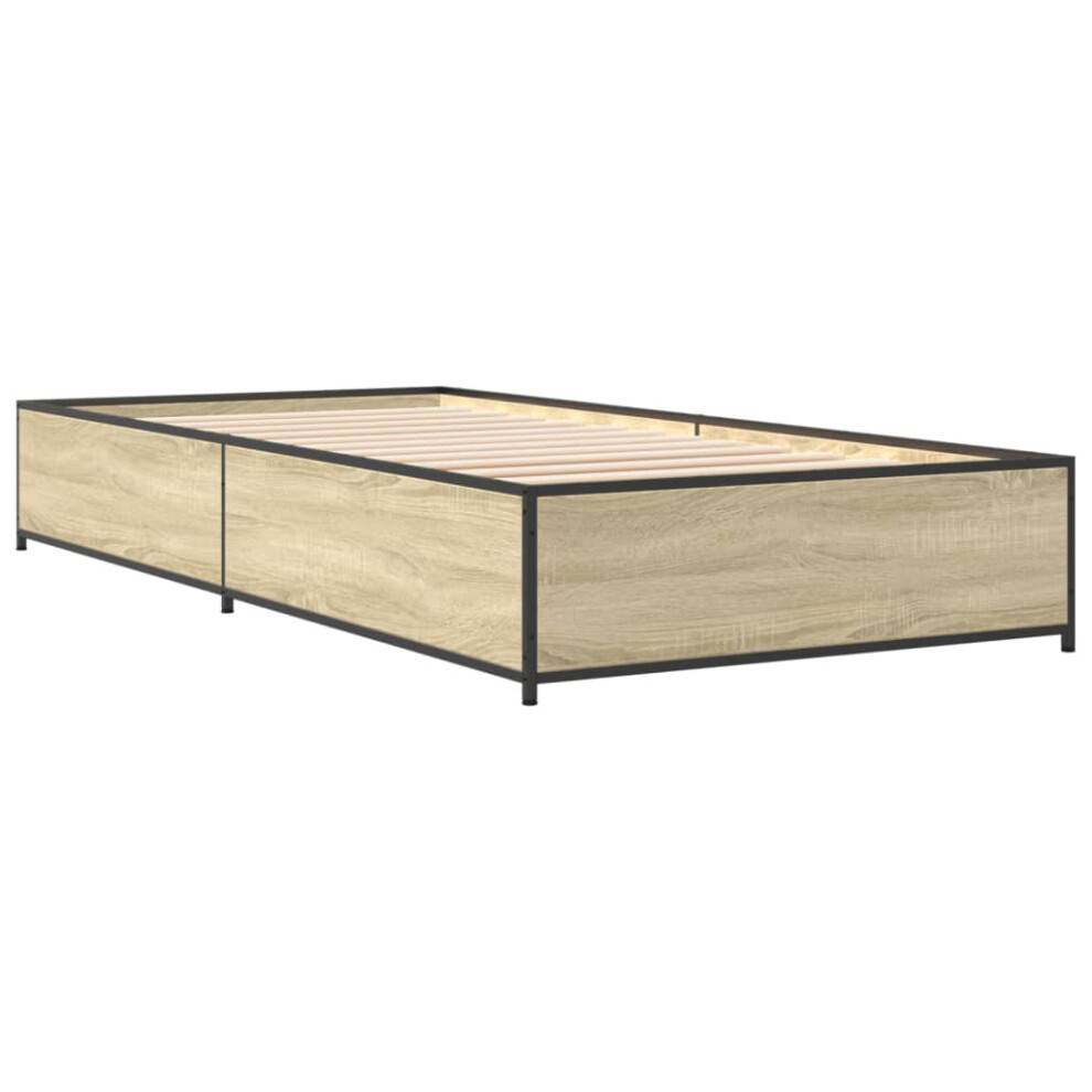 (sonoma oak, 90 x 190 cm) vidaXL Bed Frame Bed Base Sonoma Oak 160x200 cm Engineered Wood and Metal