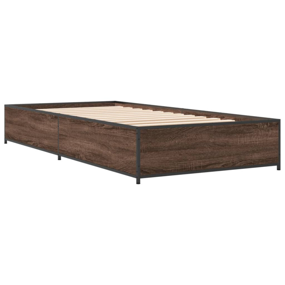 (brown oak, 90 x 200 cm) vidaXL Bed Frame Bed Base Sonoma Oak 160x200 cm Engineered Wood and Metal