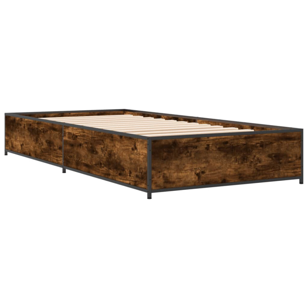 (smoked oak, 100 x 200 cm) vidaXL Bed Frame Bed Base Sonoma Oak 160x200 cm Engineered Wood and Metal