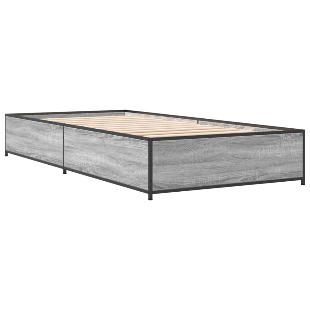 (grey sonoma, 90 x 190 cm) vidaXL Bed Frame Bed Base Sonoma Oak 160x200 cm Engineered Wood and Metal