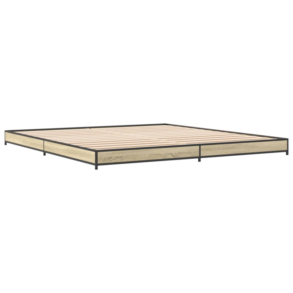 (sonoma oak, 200 x 200 cm) vidaXL Bed Frame Bed Base Sonoma Oak 160x200 cm Engineered Wood and Metal