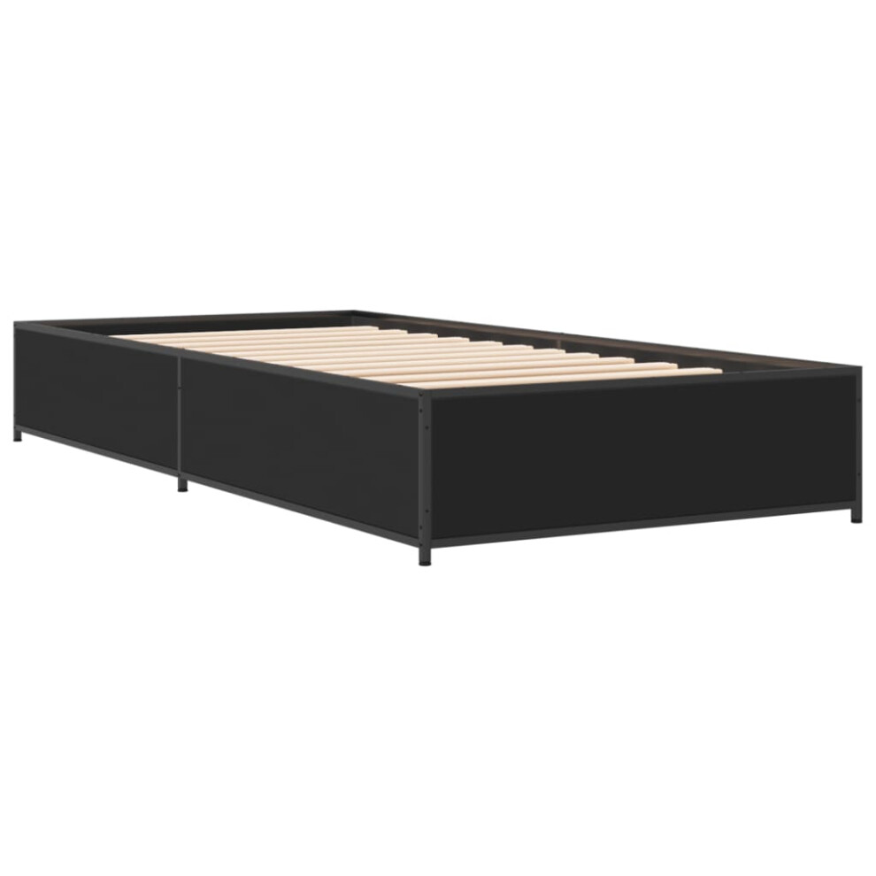 Vidaxl (Black, 75 X 190 Cm) Bed Frame Bed Base Sonoma Oak 160X200 Cm Engineered Wood And Metal