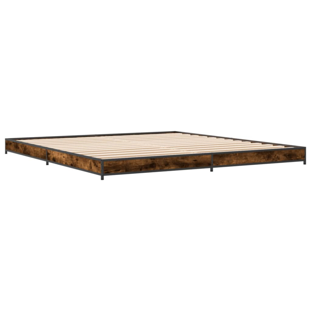 (smoked oak, 200 x 200 cm) vidaXL Bed Frame Bed Base Sonoma Oak 160x200 cm Engineered Wood and Metal