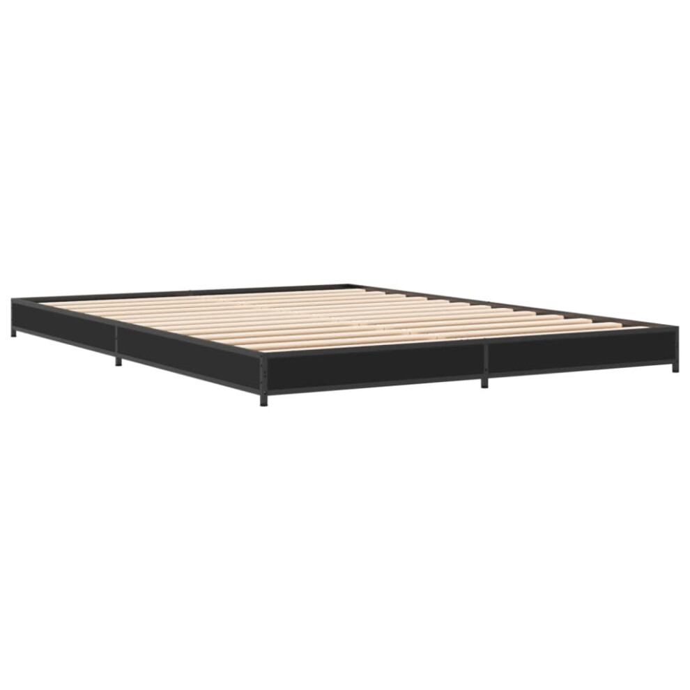 (black, 150 x 200 cm) vidaXL Bed Frame Bed Base Sonoma Oak 160x200 cm Engineered Wood and Metal