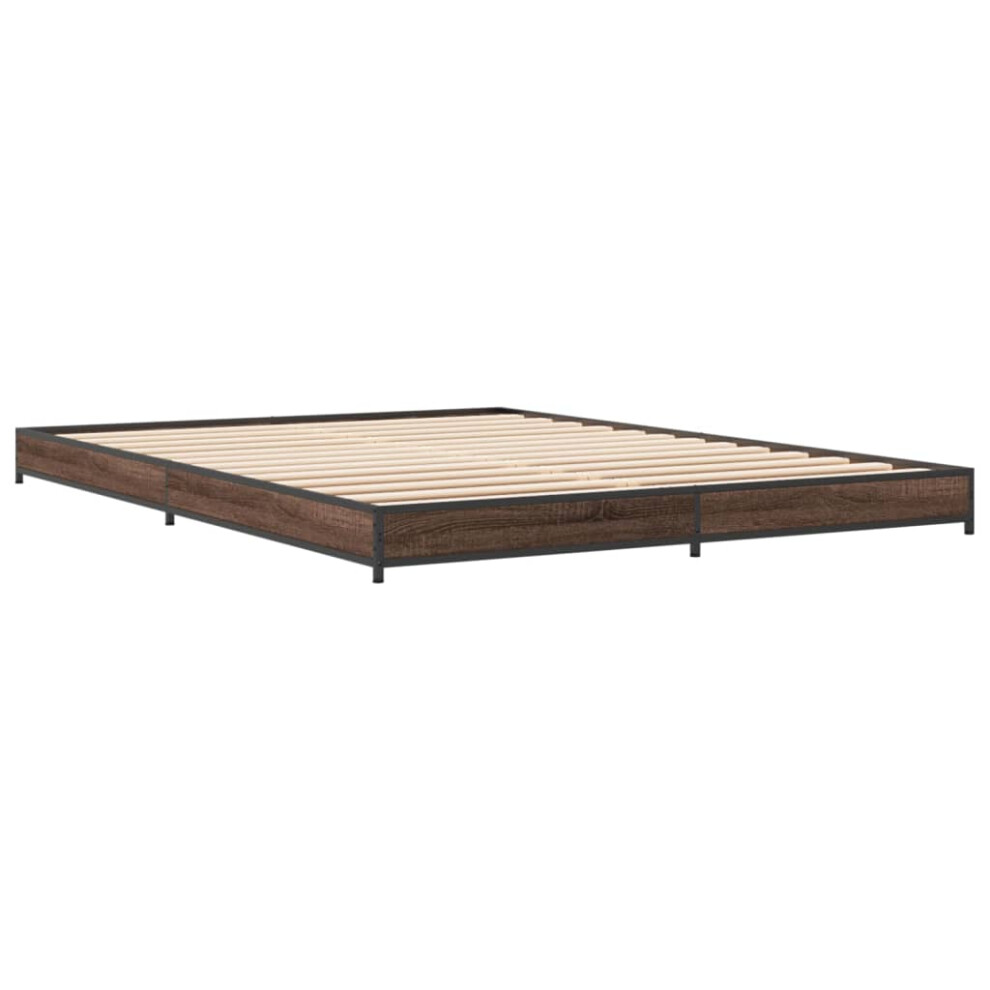 (brown oak, 120 x 200 cm) vidaXL Bed Frame Bed Base Sonoma Oak 160x200 cm Engineered Wood and Metal