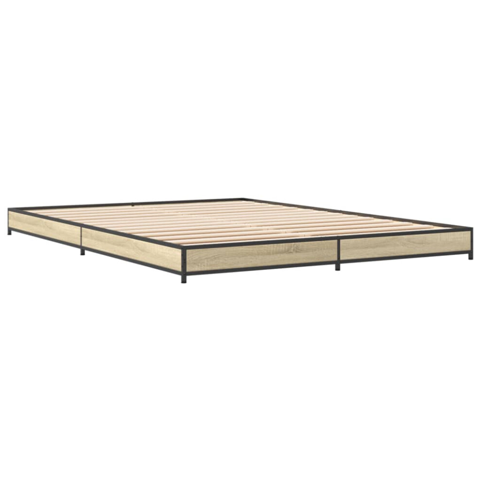 (sonoma oak, 140 x 190 cm) vidaXL Bed Frame Bed Base Sonoma Oak 160x200 cm Engineered Wood and Metal