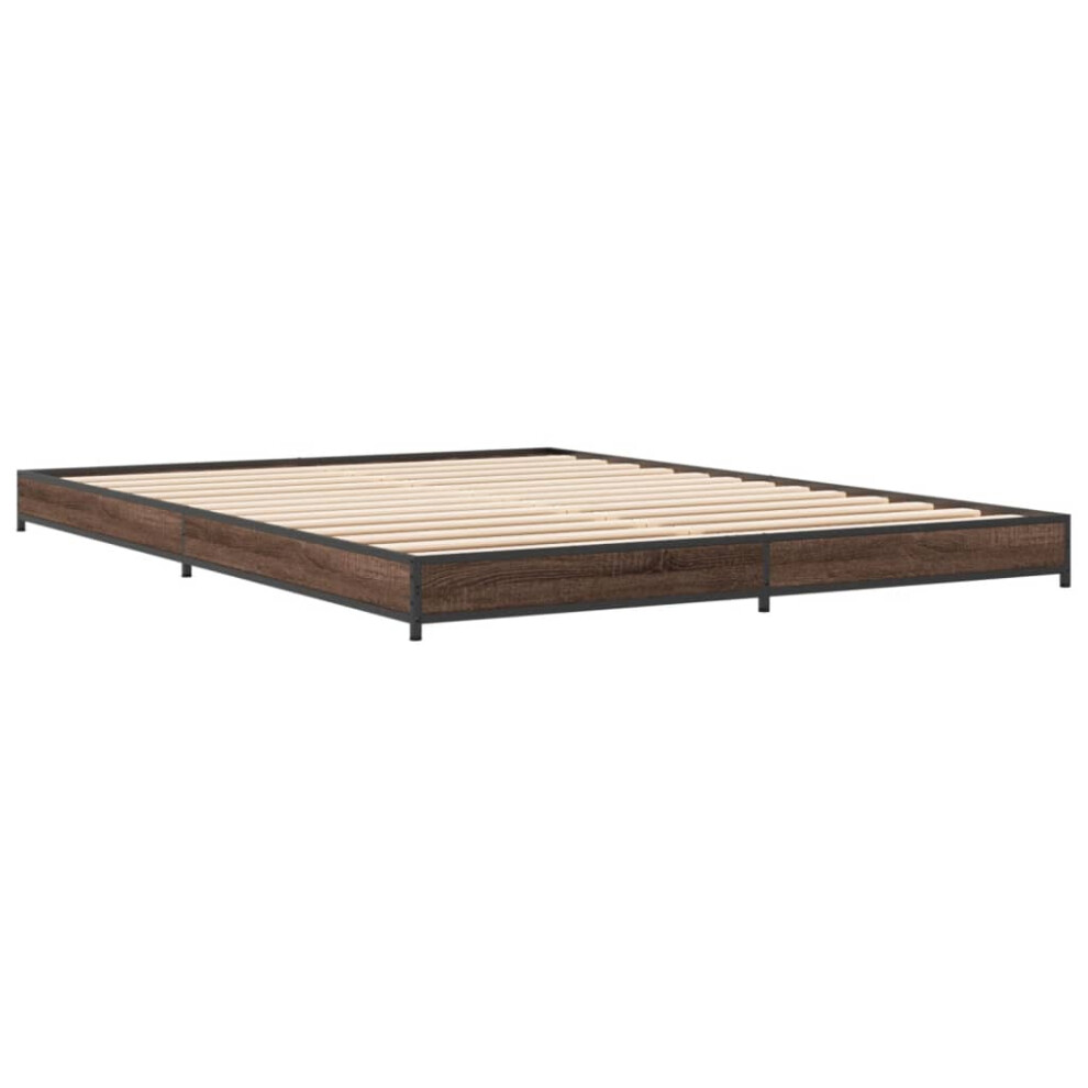 (brown oak, 135 x 190 cm) vidaXL Bed Frame Bed Base Sonoma Oak 160x200 cm Engineered Wood and Metal