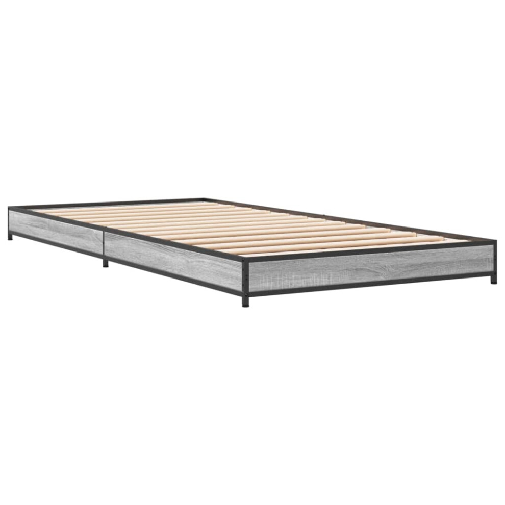 (grey sonoma, 100 x 200 cm) vidaXL Bed Frame Bed Base Sonoma Oak 160x200 cm Engineered Wood and Metal