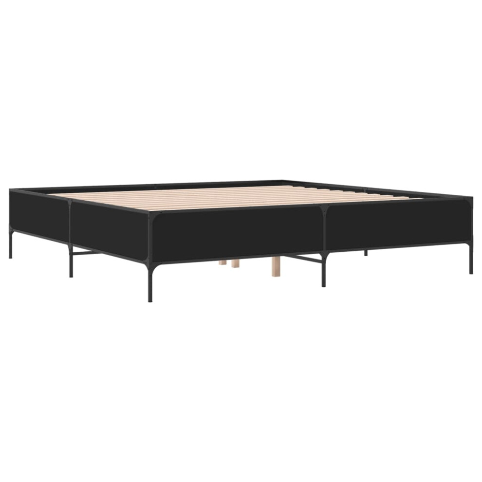 (black, 200 x 200 cm) vidaXL Bed Frame Home Bed Base Mattress Foundation Engineered Wood and Metal