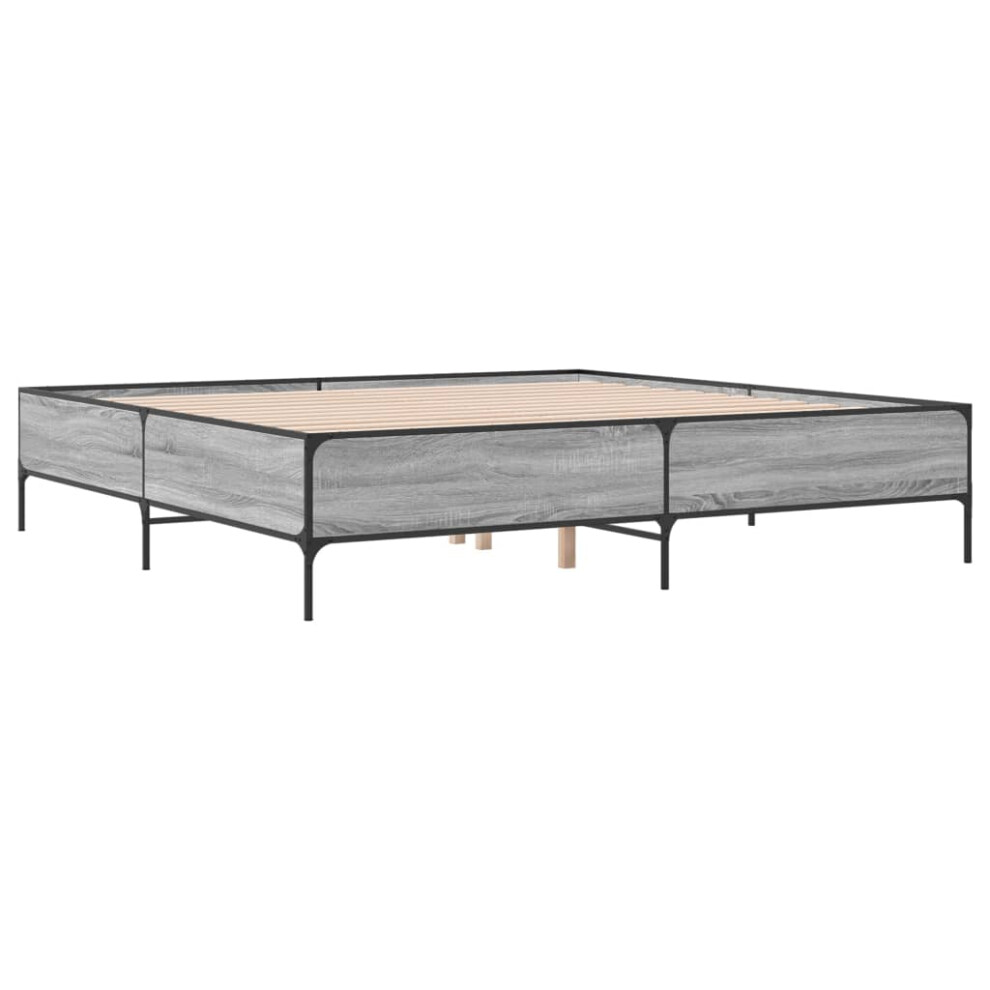 (grey sonoma, 200 X 200 cm) vidaXL Bed Frame Home Bed Base Mattress Foundation Engineered Wood And Metal