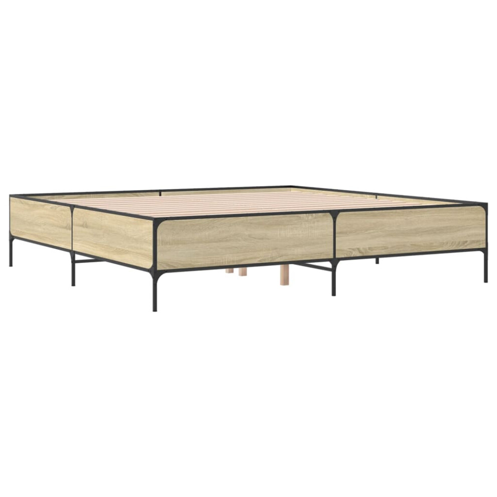 Vidaxl (Sonoma Oak, 180 X 200 Cm) Bed Frame Home Bed Base Mattress Foundation Engineered Wood And Metal