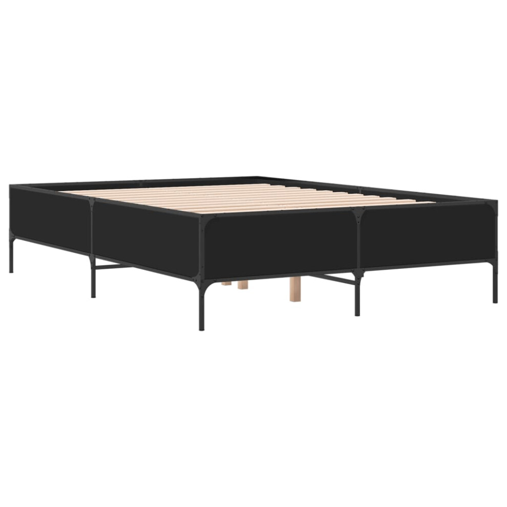 Vidaxl (Black, 120 X 200 Cm) Bed Frame Home Bed Base Mattress Foundation Engineered Wood And Metal