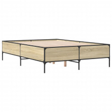 (sonoma oak, 120 x 190 cm) vidaXL Bed Frame Home Bed Base Mattress Foundation Engineered Wood and Metal