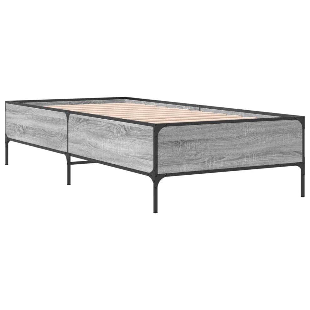 Vidaxl (Grey Sonoma, 90 X 190 Cm) Bed Frame Home Bed Base Mattress Foundation Engineered Wood And Metal