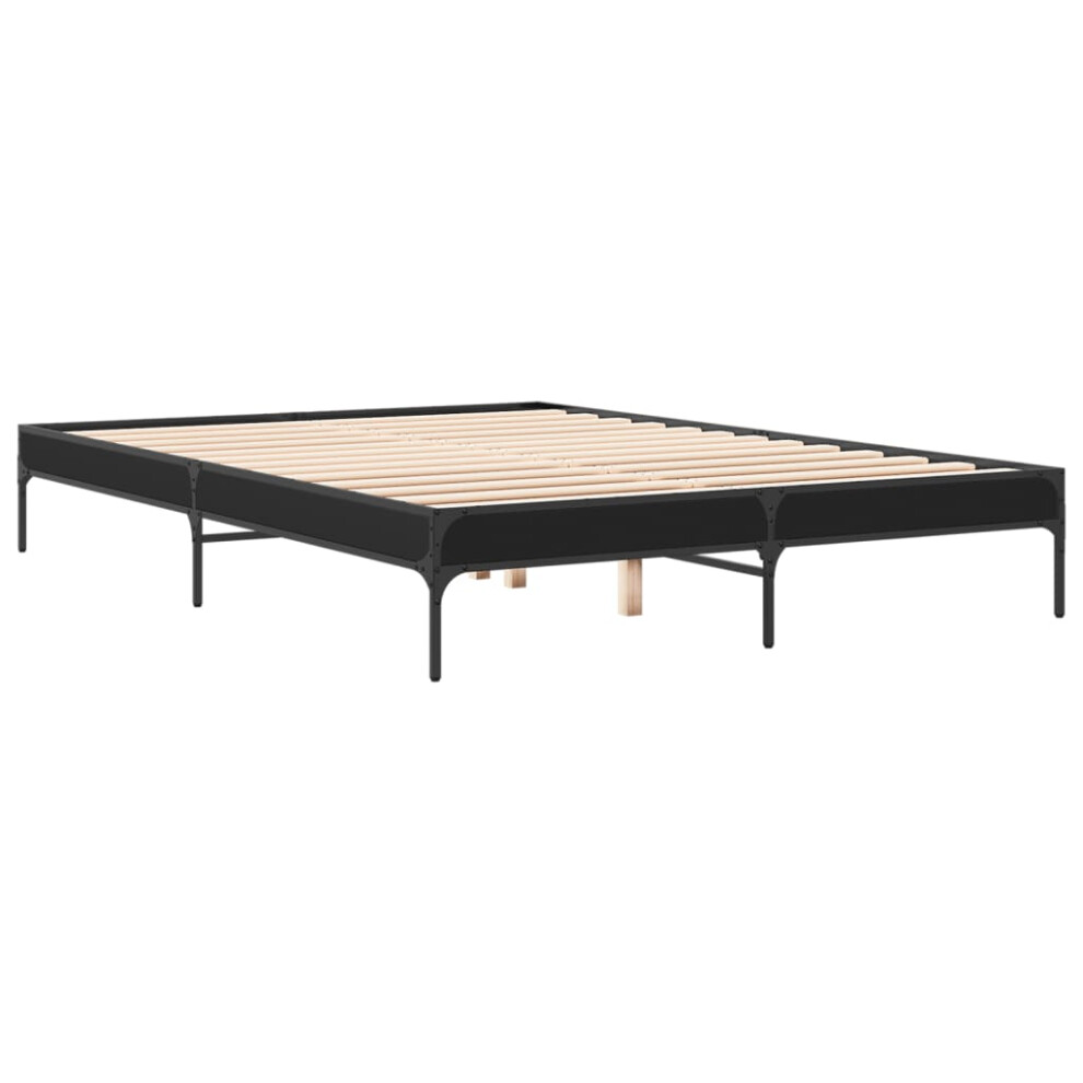 (black, 150 x 200 cm) vidaXL Bed Frame Home Bed Base Mattress Foundation Engineered Wood and Metal