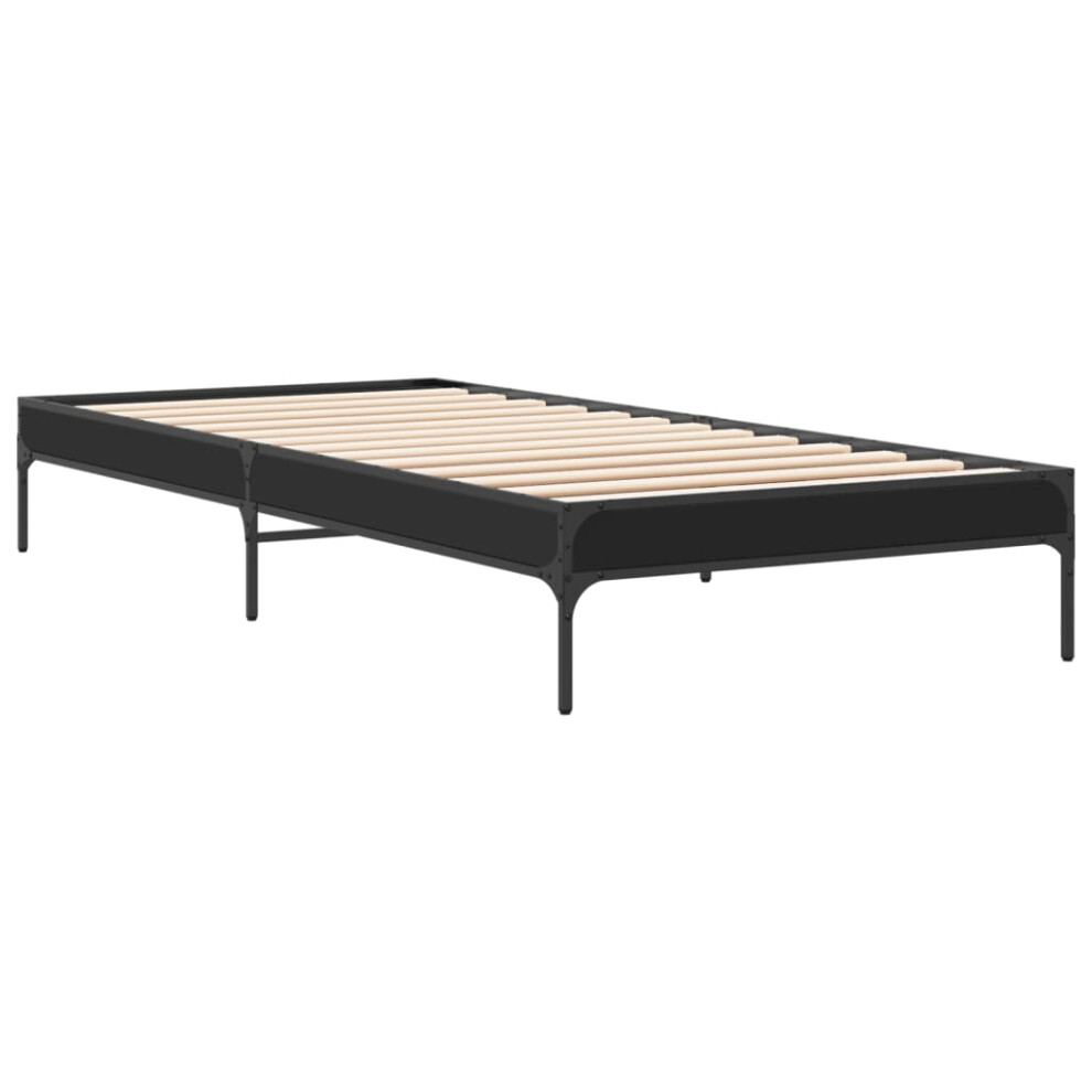 Vidaxl (, 90 X 200 Cm) Bed Frame Home Bed Base Mattress Foundation Engineered Wood And Metal Black