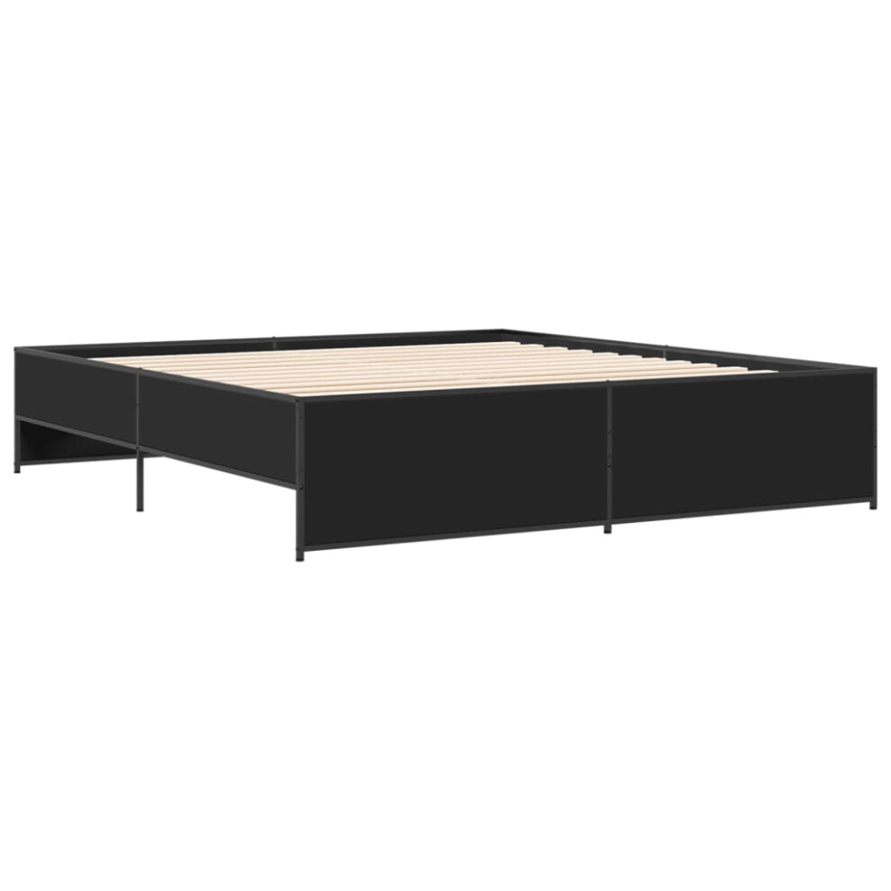 (black, 200 x 200 cm) vidaXL Bed Frame Bed Base Bedstead Black 120x200 cm Engineered Wood and Metal