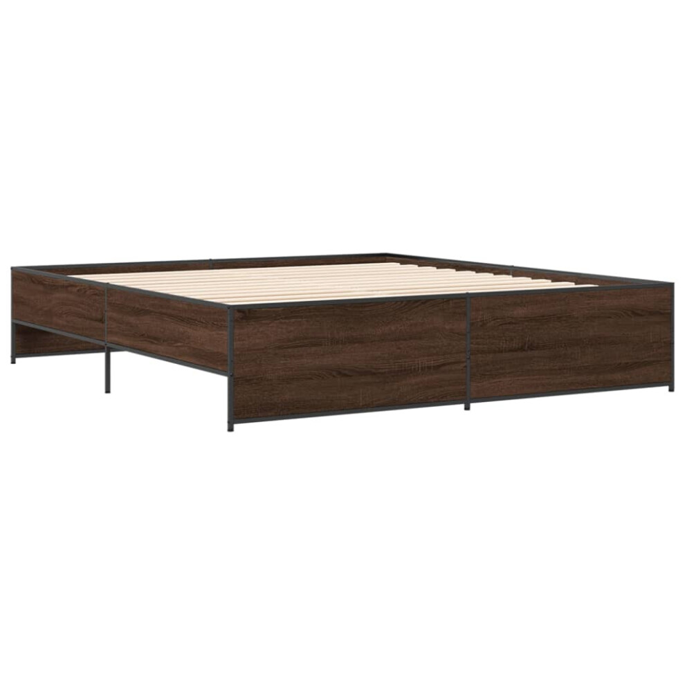 (brown oak, 200 x 200 cm) vidaXL Bed Frame Bed Base Bedstead Black 120x200 cm Engineered Wood and Metal