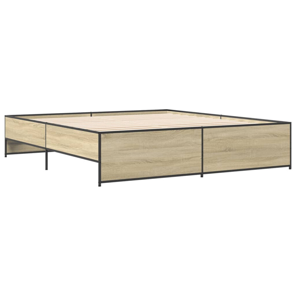 Vidaxl (Sonoma Oak, 180 X 200 Cm) Bed Frame Bed Base Bedstead Black 120X200 Cm Engineered Wood And Metal