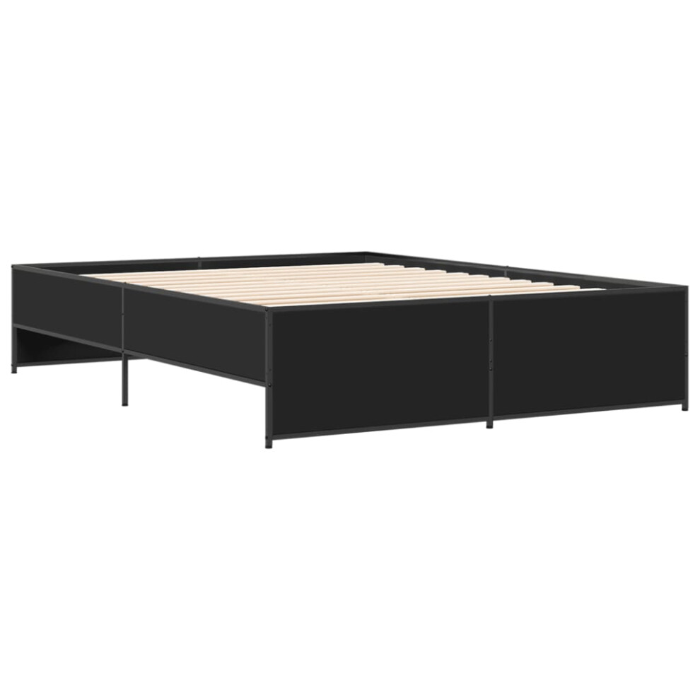 Vidaxl (Black, 140 X 200 Cm) Bed Frame Bed Base Bedstead Black 120X200 Cm Engineered Wood And Metal