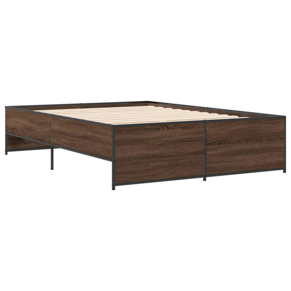 (brown oak, 120 x 200 cm) vidaXL Bed Frame Bed Base Bedstead Black 120x200 cm Engineered Wood and Metal